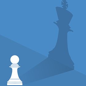 Dream big. Vector chess pawn with shadow of the king Dream big. Vector chess pawn with shadow of the king